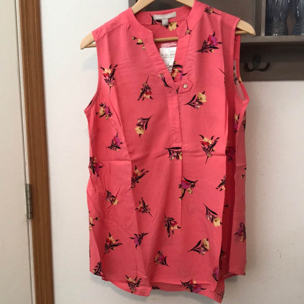 Woman Within blouse, sleeveless, vneck, floral pattern, size medium
